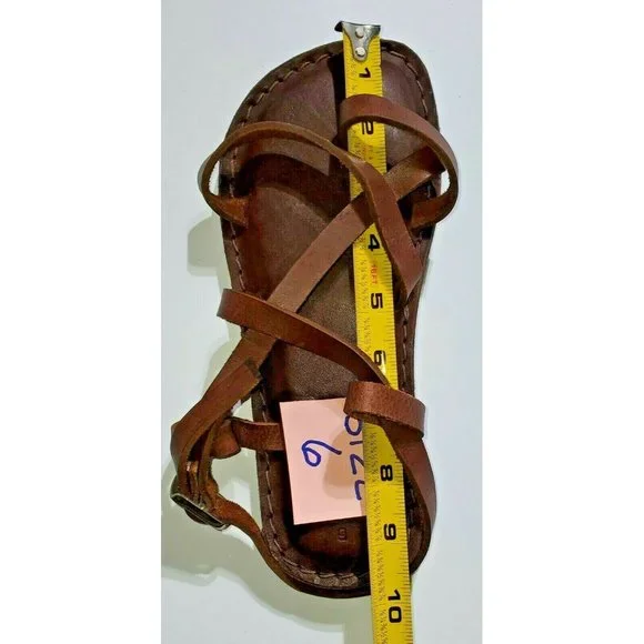 NEW JESUS - 01 SANDALS W HEEL UNISEX HANDMADE LEATHER BROWN NEW W/O BOX Brown - Picture 4 of 9